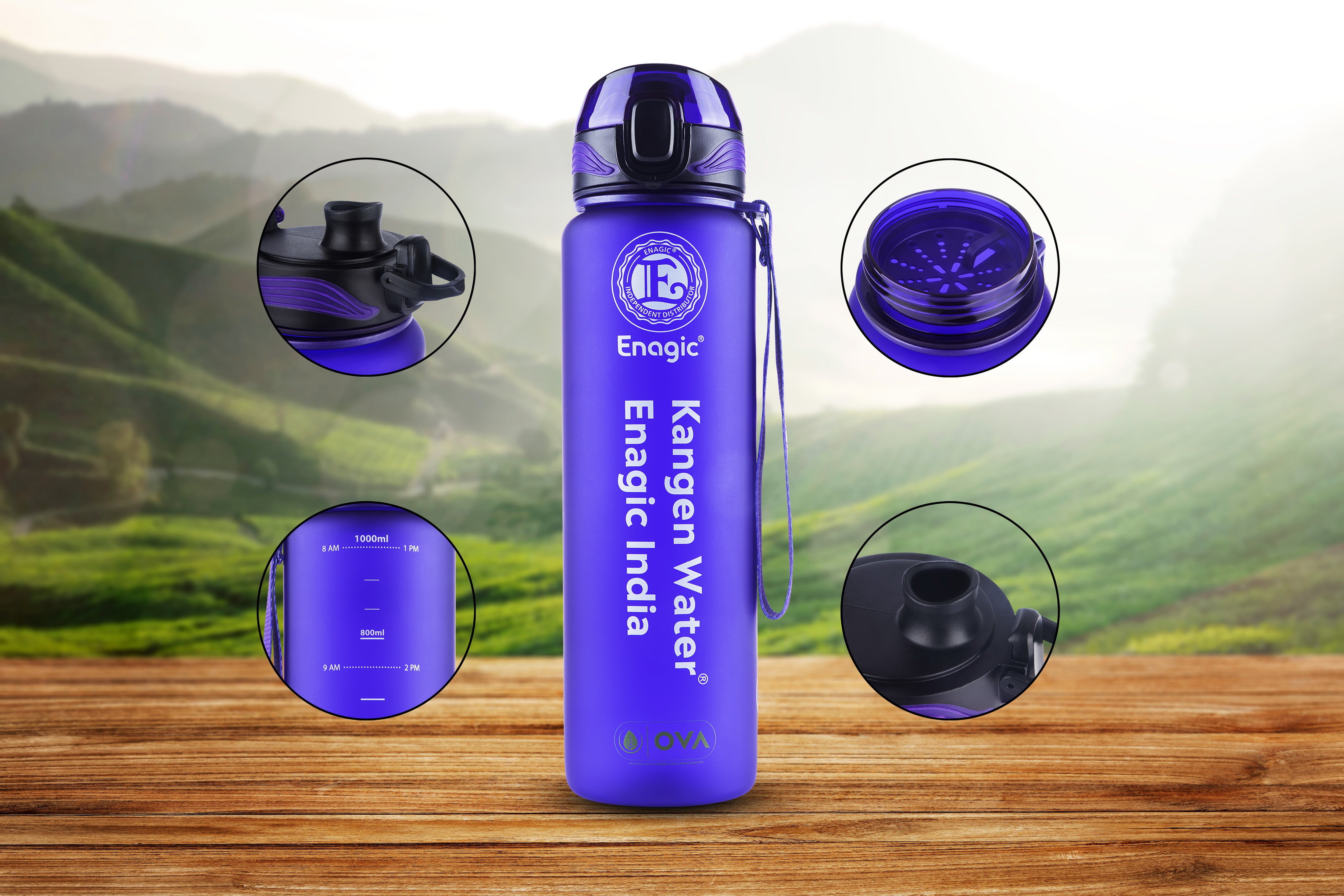 Enagic Kangen 1000ml Tritan Water Bottle – Matte Finish | BPA-Free, Leakproof, Reusable with Cup Style Lid