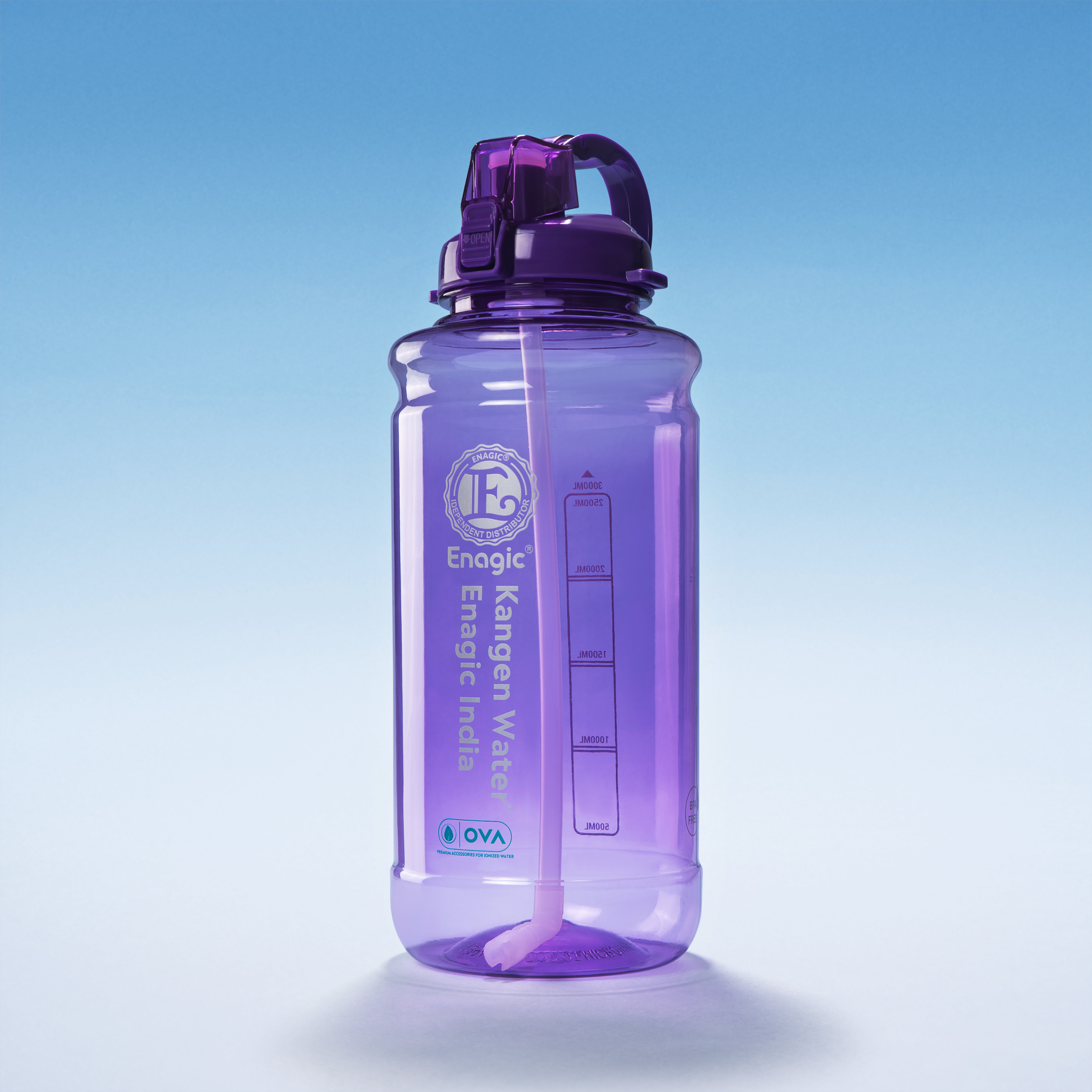 Enagic Kangen 3000ml Tritan Water Bottle – Mega Size with Sipper Pipe & Carry Handle | BPA-Free, Leakproof, Durable & Reusable