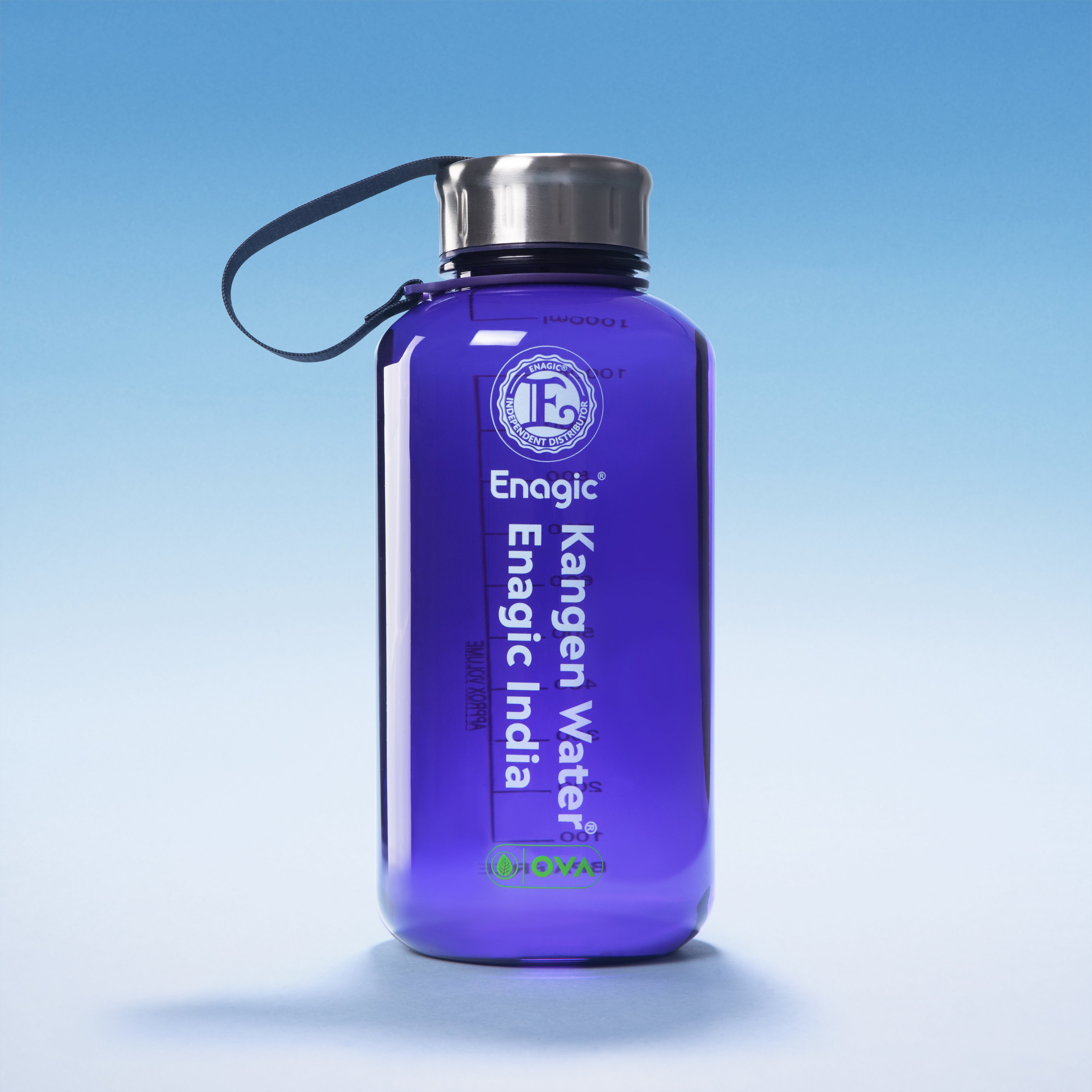 Enagic Kangen 1000ml Tritan Water Bottle – BPA-Free, Leakproof, Reusable | Classic Design with Steel Lid & Strap