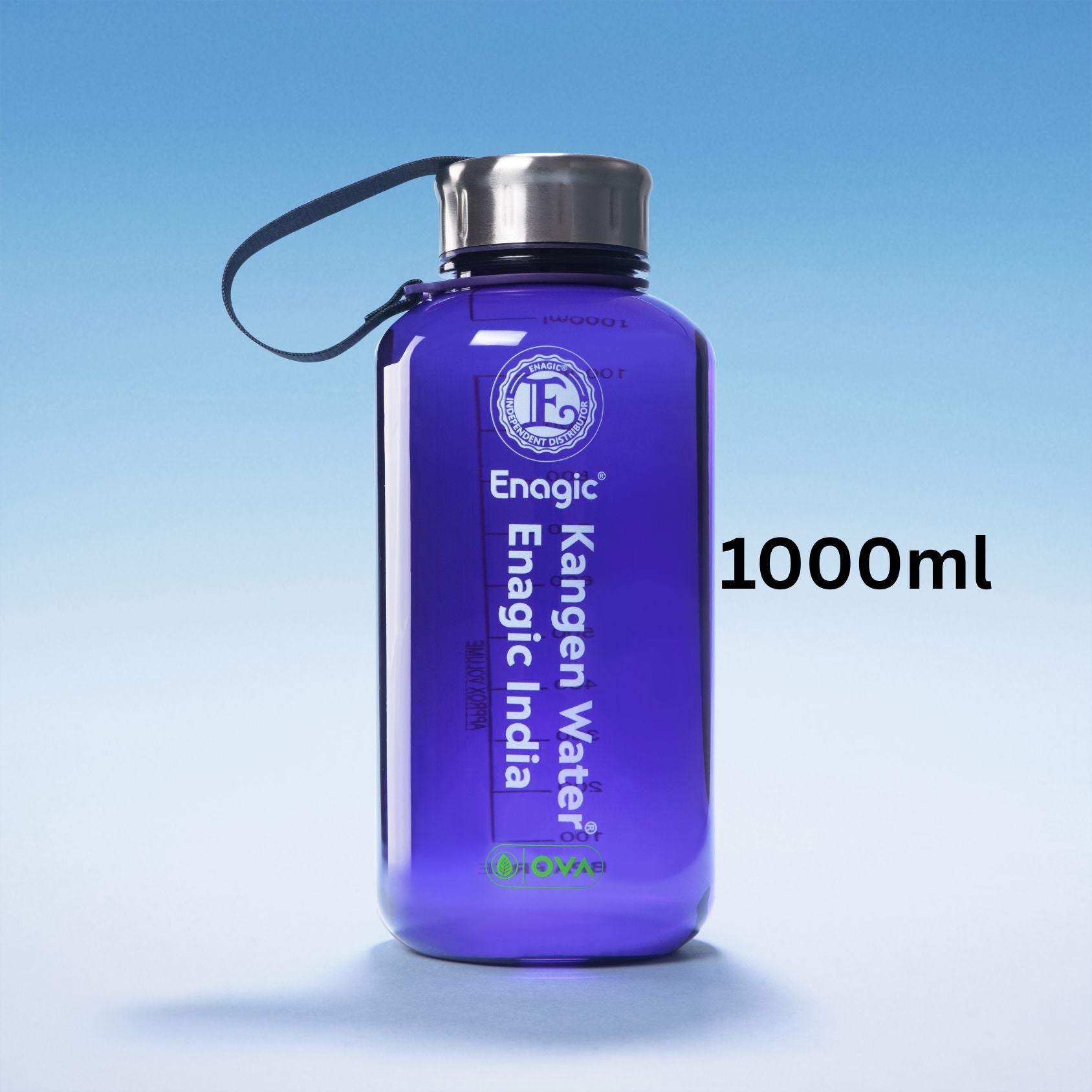 Enagic Kangen 1000ml Tritan Water Bottle – BPA-Free, Leakproof, Reusable | Classic Design with Steel Lid & Strap