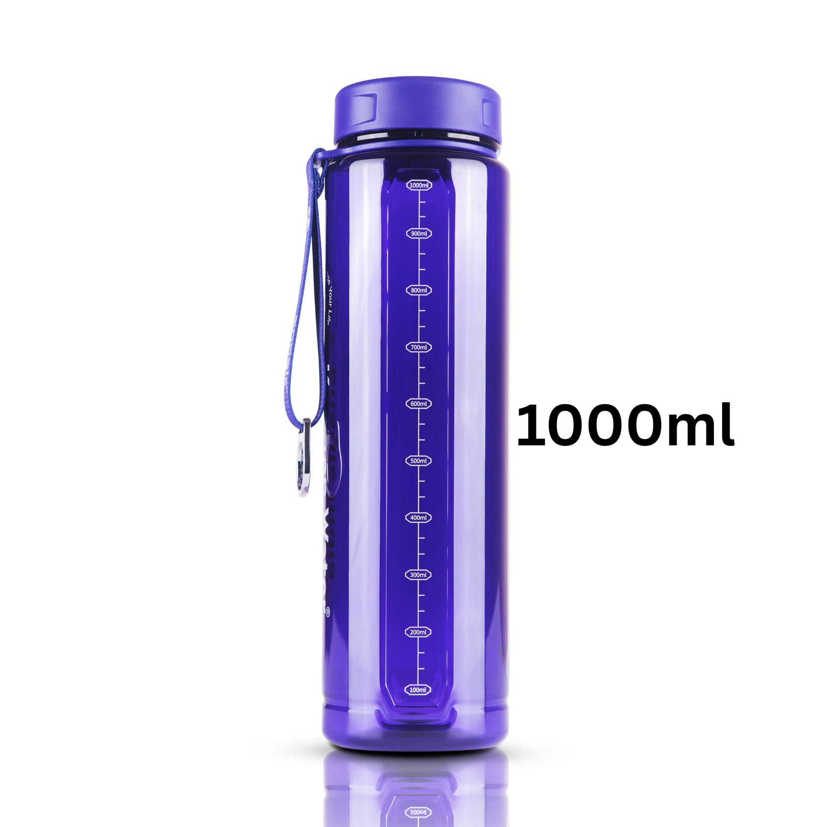 Enagic Kangen 1000ml Tritan Water Bottle – Steel Ring, Strap Holder & Motivational Time Markers | BPA-Free, Leakproof, Reusable“Stay Motivated. Stay Hydrated.”