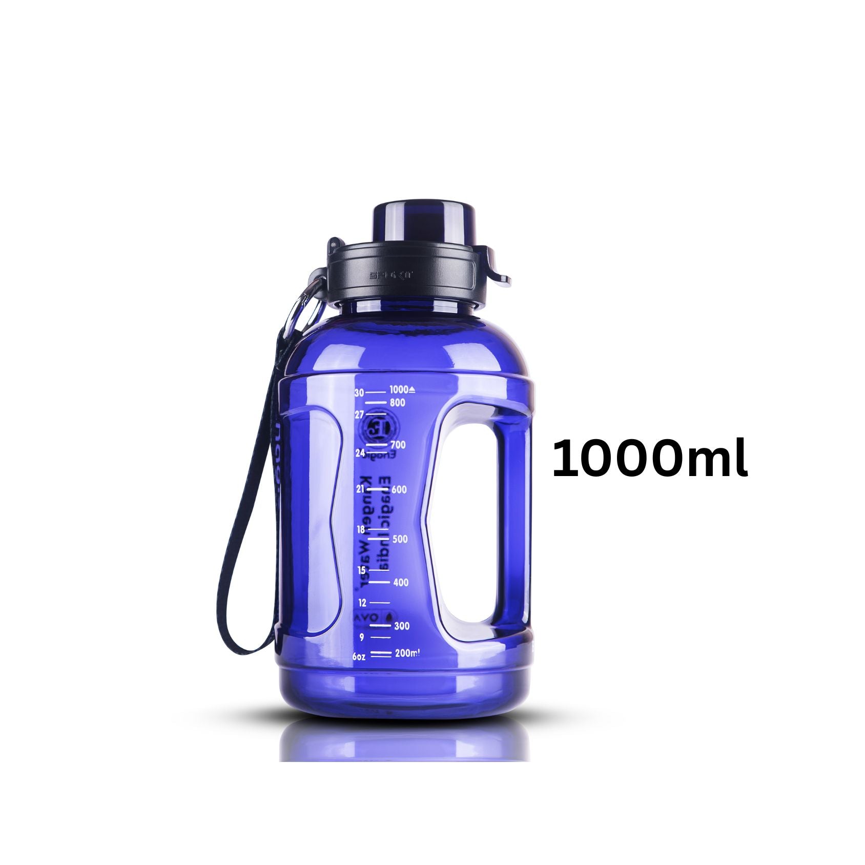 Enagic Kangen 1000ml Round Tritan Water Bottle – Sipper Lid with Strap Holder & Handle | BPA-Free, Leakproof, Reusable