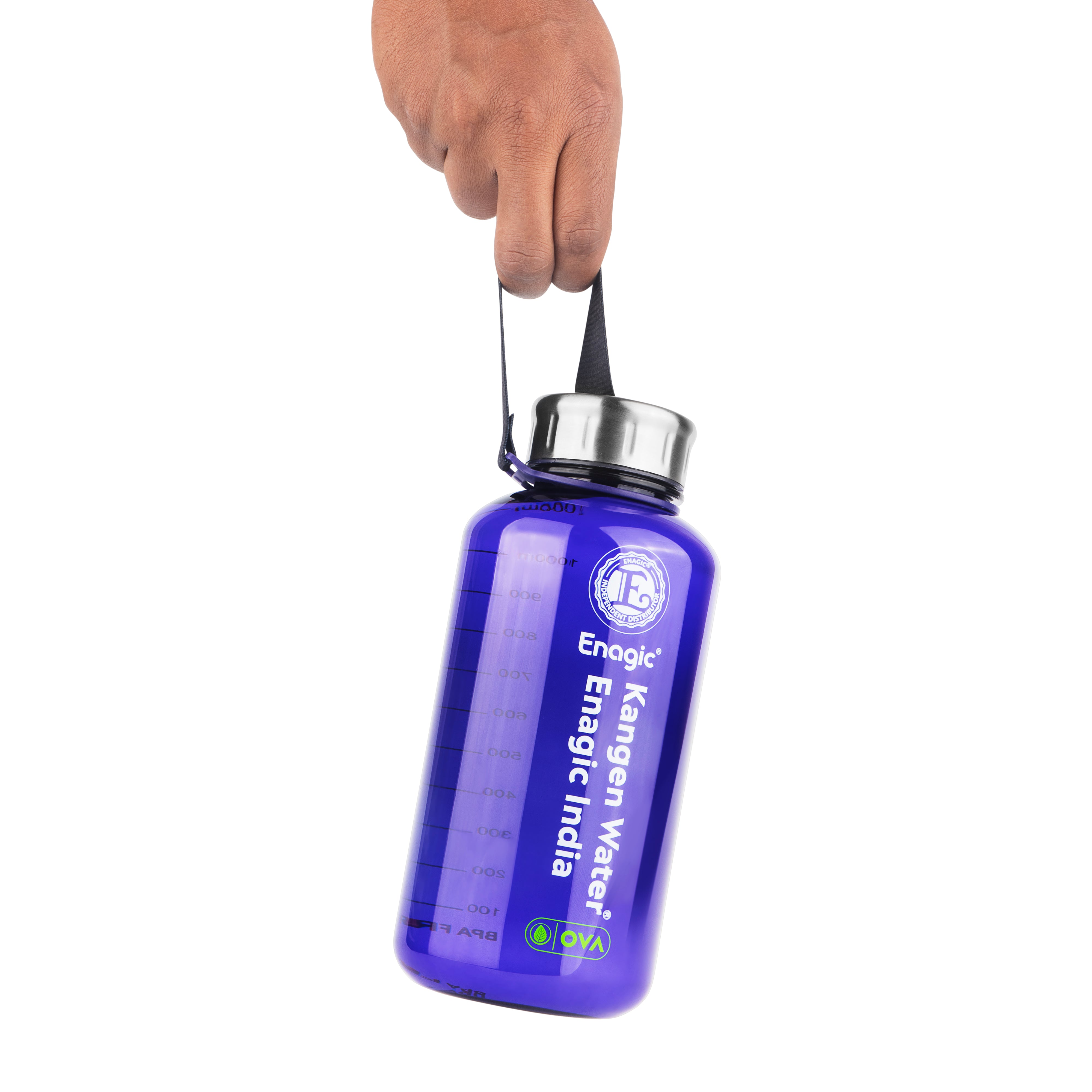 Enagic Kangen 1000ml Tritan Water Bottle – BPA-Free, Leakproof, Reusable | Classic Design with Steel Lid & Strap
