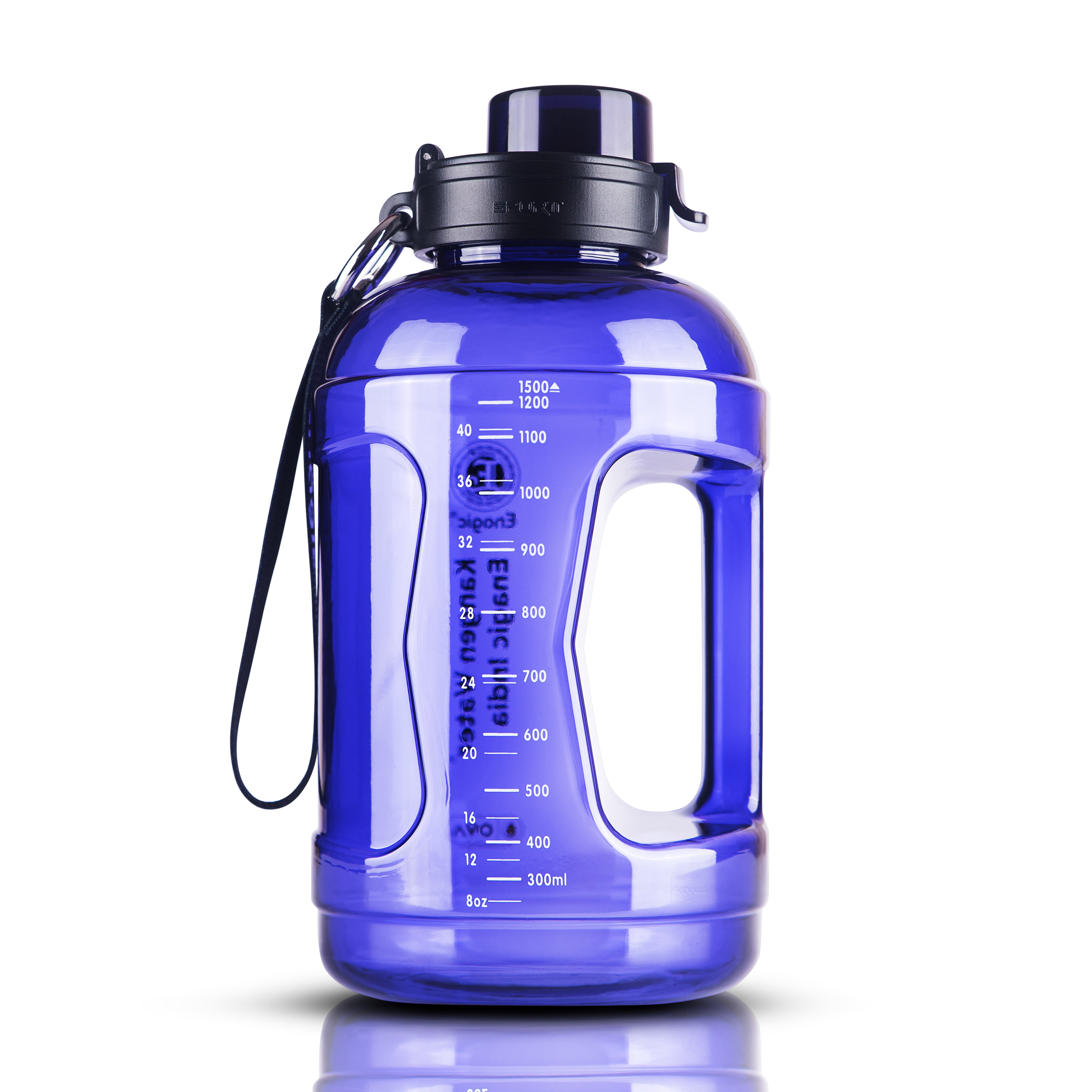 Enagic Kangen 1500ml Round Tritan Water Bottle – Large Sipper Bottle with Strap Holder | BPA-Free, Leakproof, Durable & Reusable