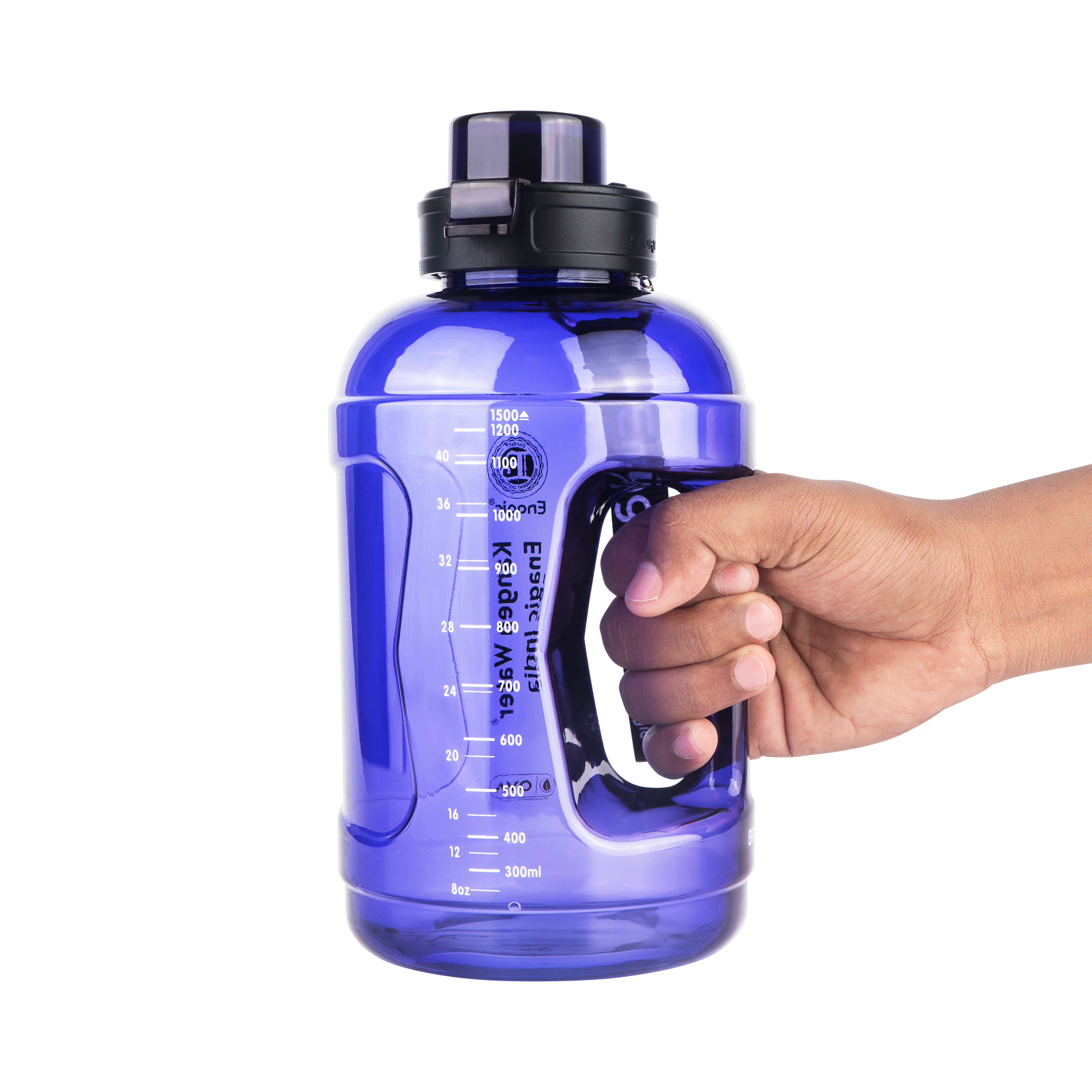 Enagic Kangen 1500ml Round Tritan Water Bottle – Large Sipper Bottle with Strap Holder | BPA-Free, Leakproof, Durable & Reusable