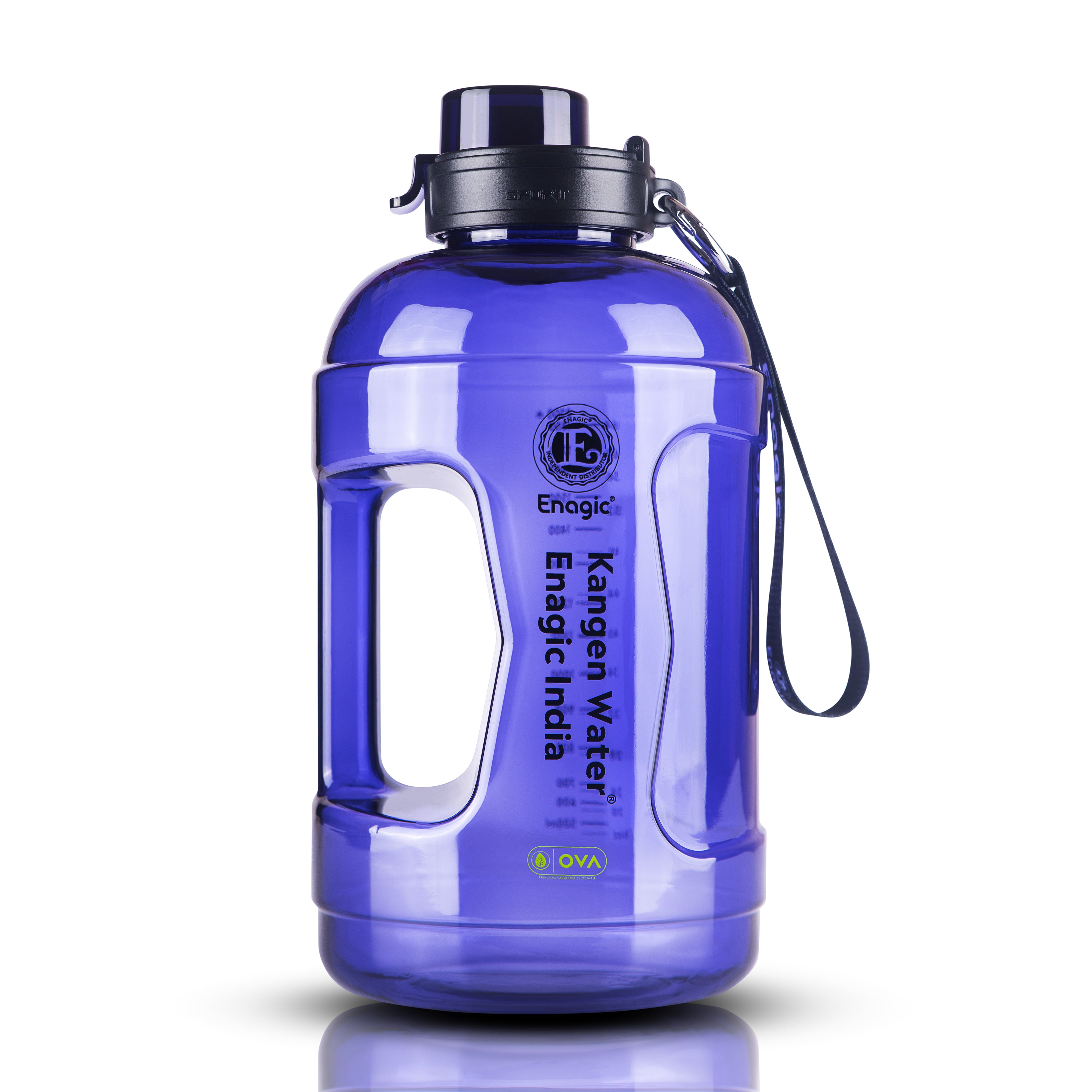 Enagic Kangen 1500ml Round Tritan Water Bottle – Large Sipper Bottle with Strap Holder | BPA-Free, Leakproof, Durable & Reusable