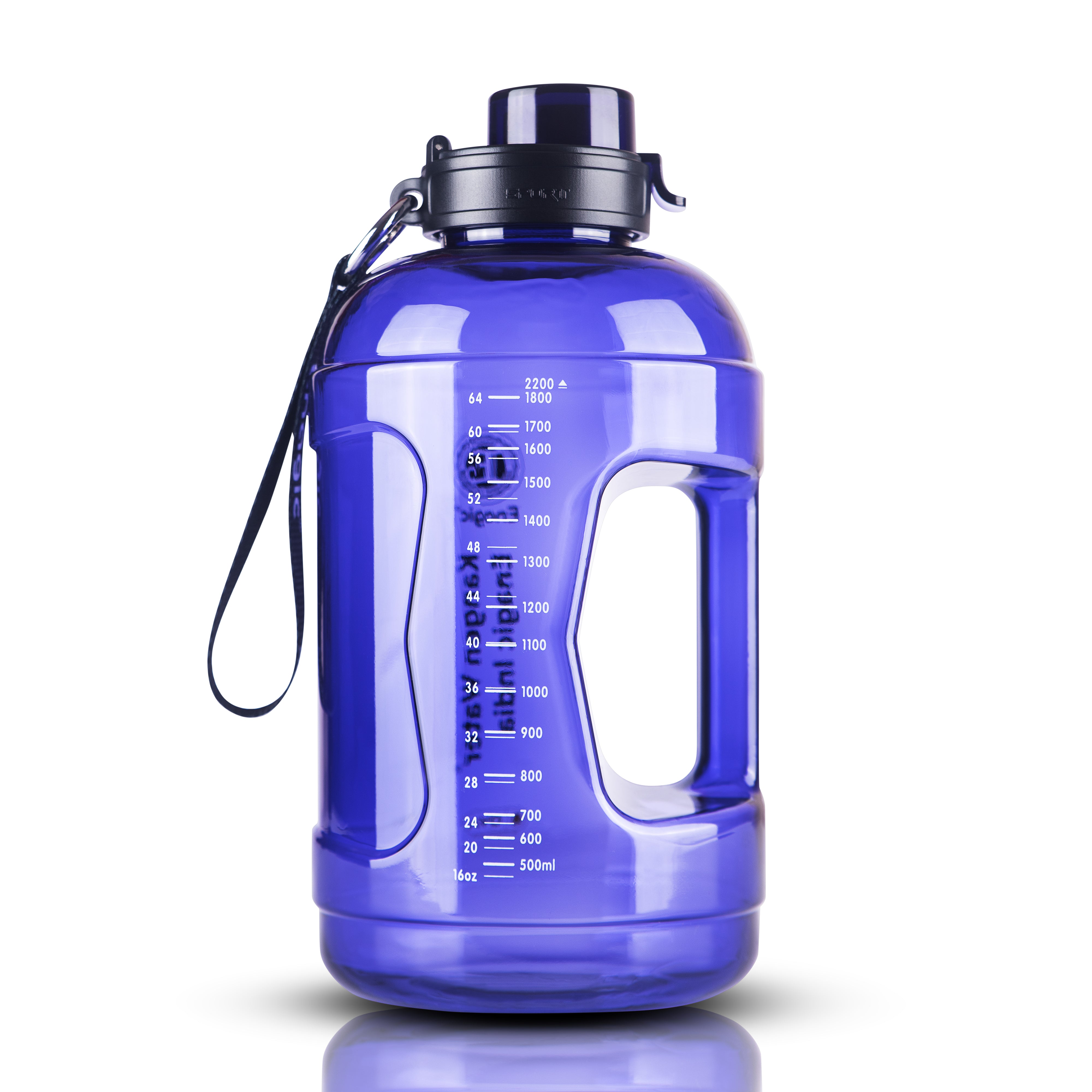 Enagic Kangen 2200ml Round Tritan Water Bottle – Extra-Large Sipper Bottle with Strap Holder | BPA-Free, Leakproof, Durable & Travel-Friendly