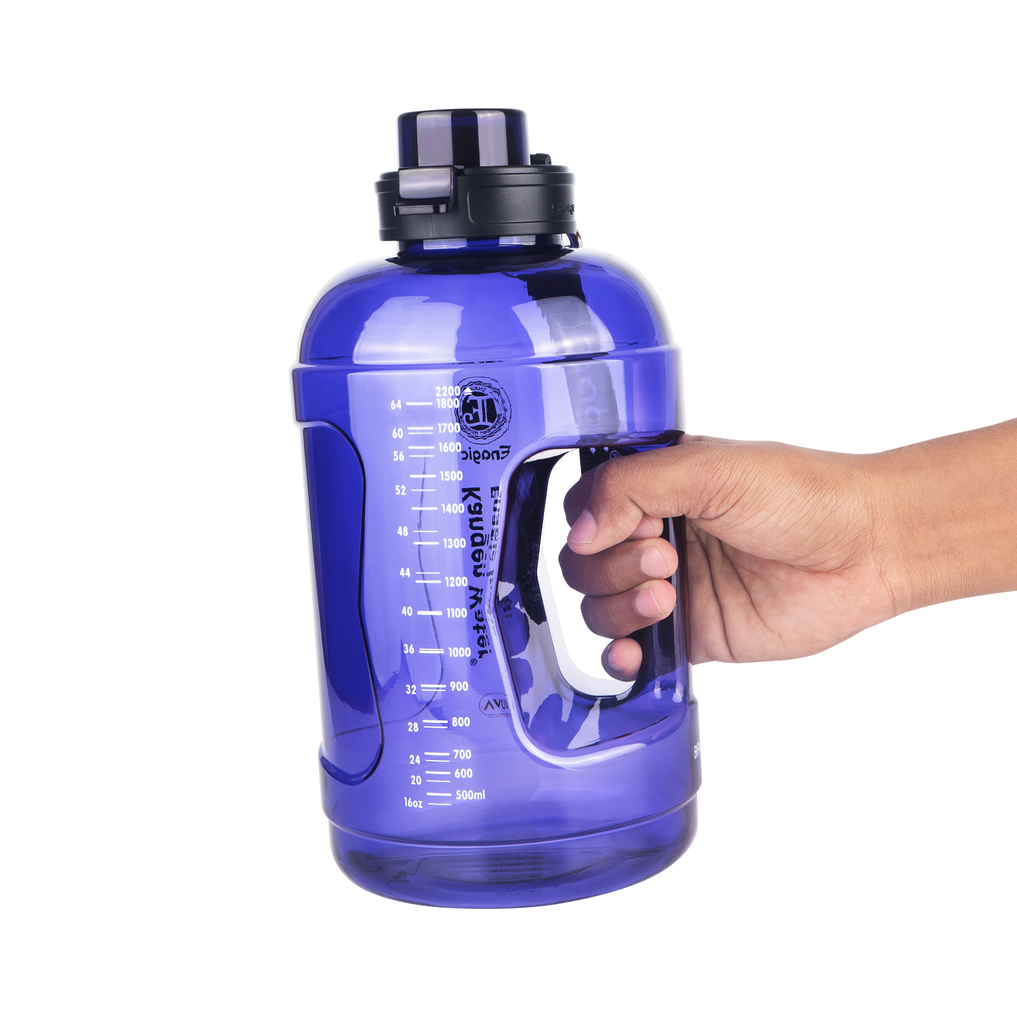 Enagic Kangen 2200ml Round Tritan Water Bottle – Extra-Large Sipper Bottle with Strap Holder | BPA-Free, Leakproof, Durable & Travel-Friendly
