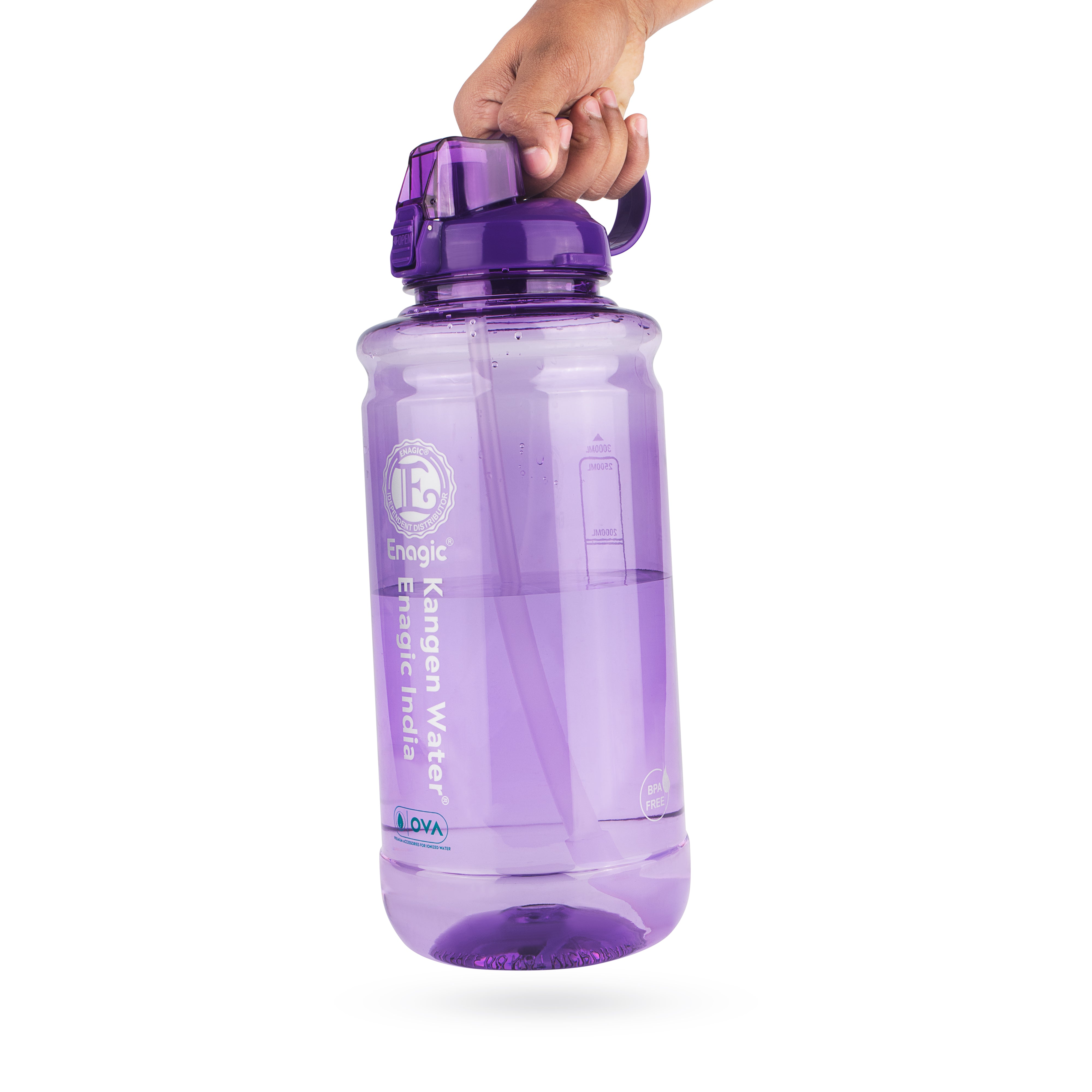 Enagic Kangen 3000ml Tritan Water Bottle – Mega Size with Sipper Pipe & Carry Handle | BPA-Free, Leakproof, Durable & Reusable