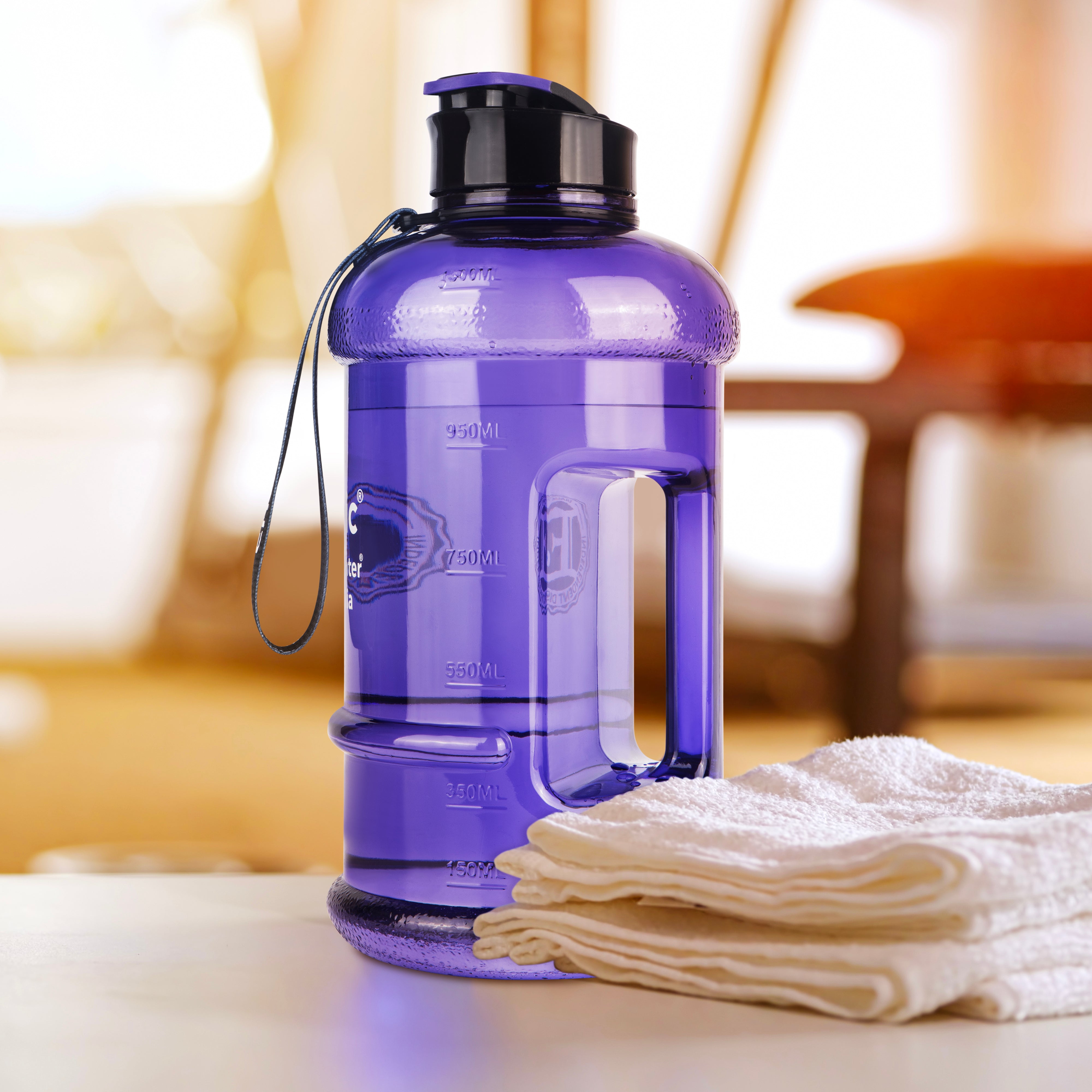 Enagic Kangen 1300ml Tritan Water Bottle – Glossy Finish Sipper with Strap | BPA-Free, Leakproof, Reusable