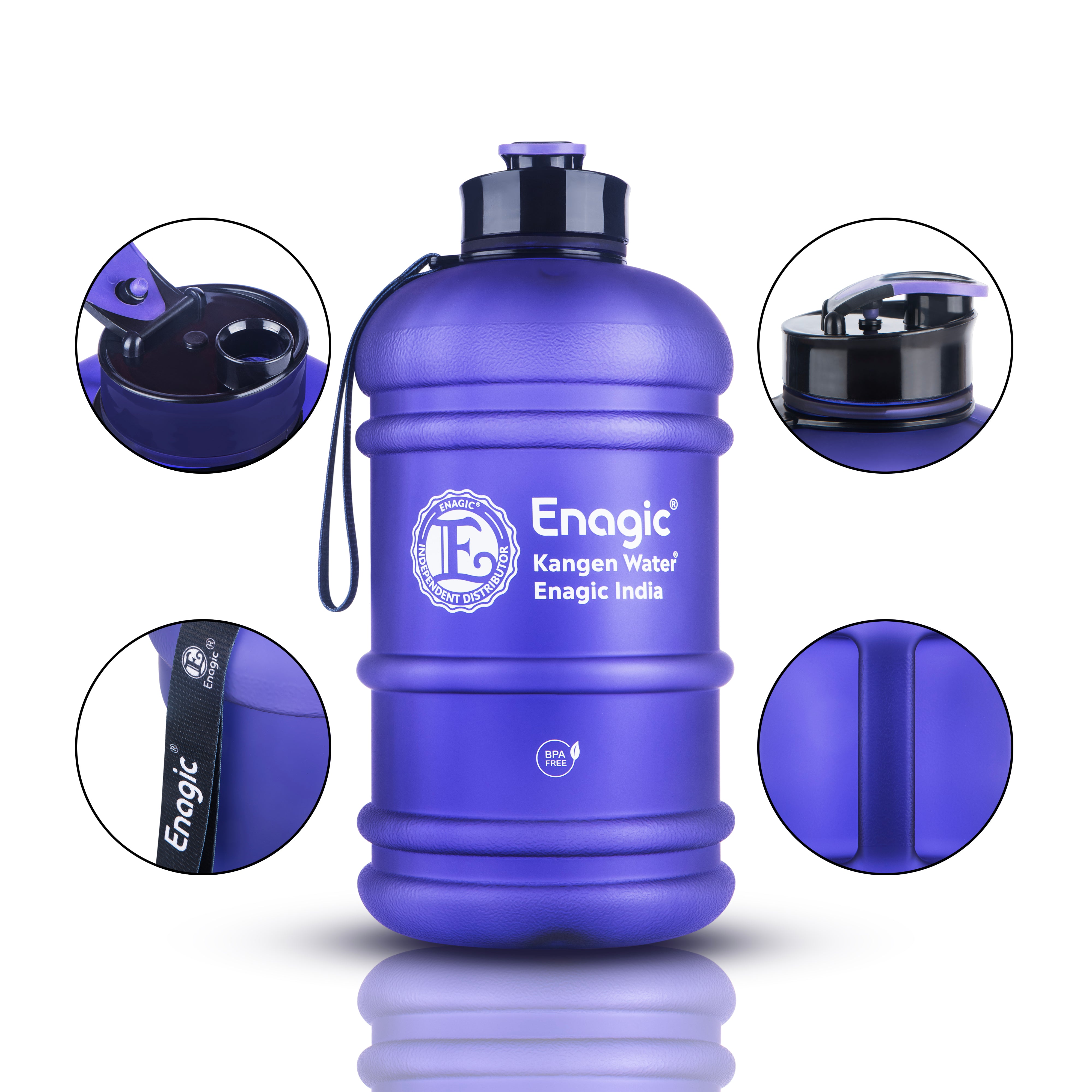 Enagic Kangen 1300ml Tritan Water Bottle – Matte Finish Sipper with Strap | BPA-Free, Leakproof, Reusable