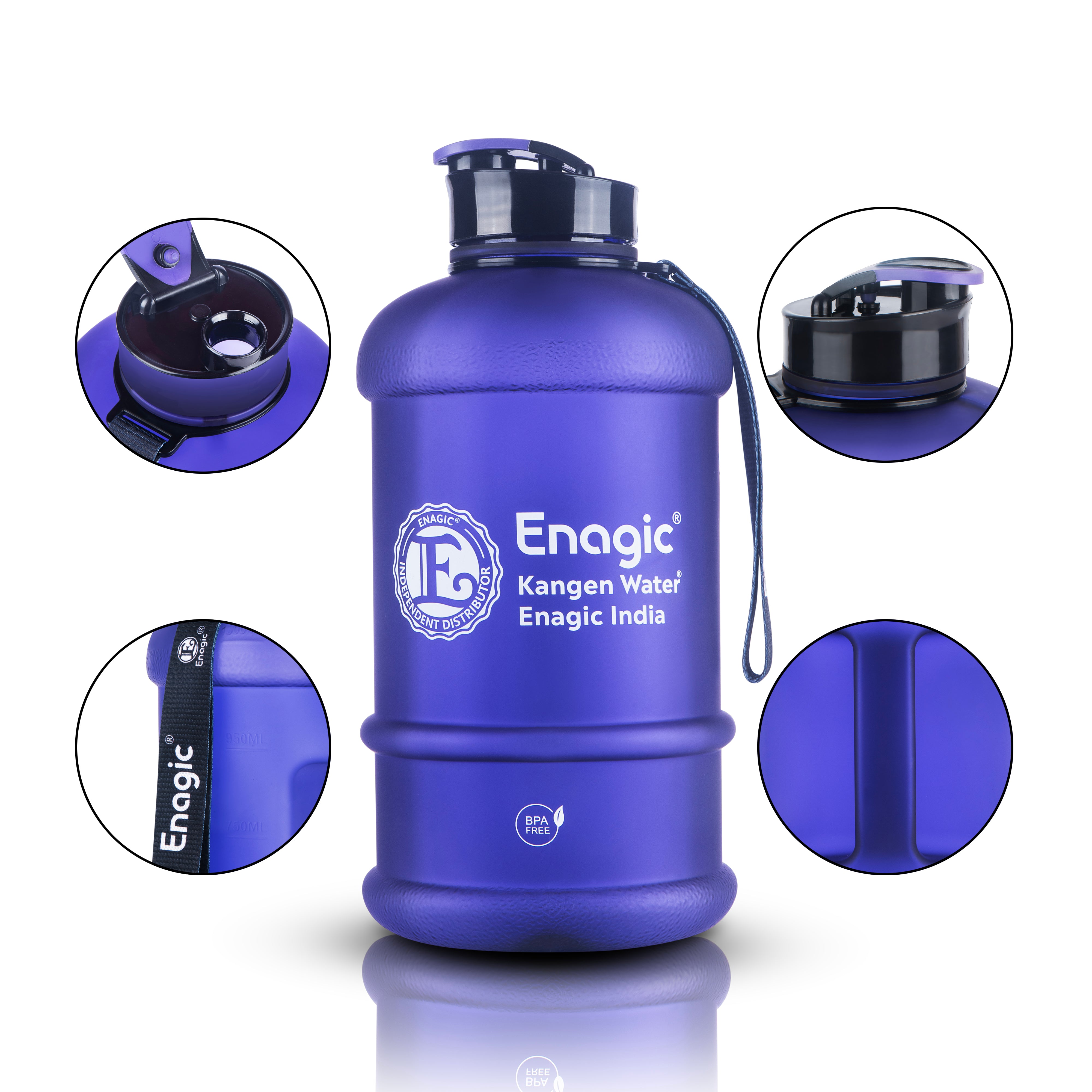 Enagic Kangen 1300ml Tritan Water Bottle – Matte Finish Sipper with Strap | BPA-Free, Leakproof, Reusable