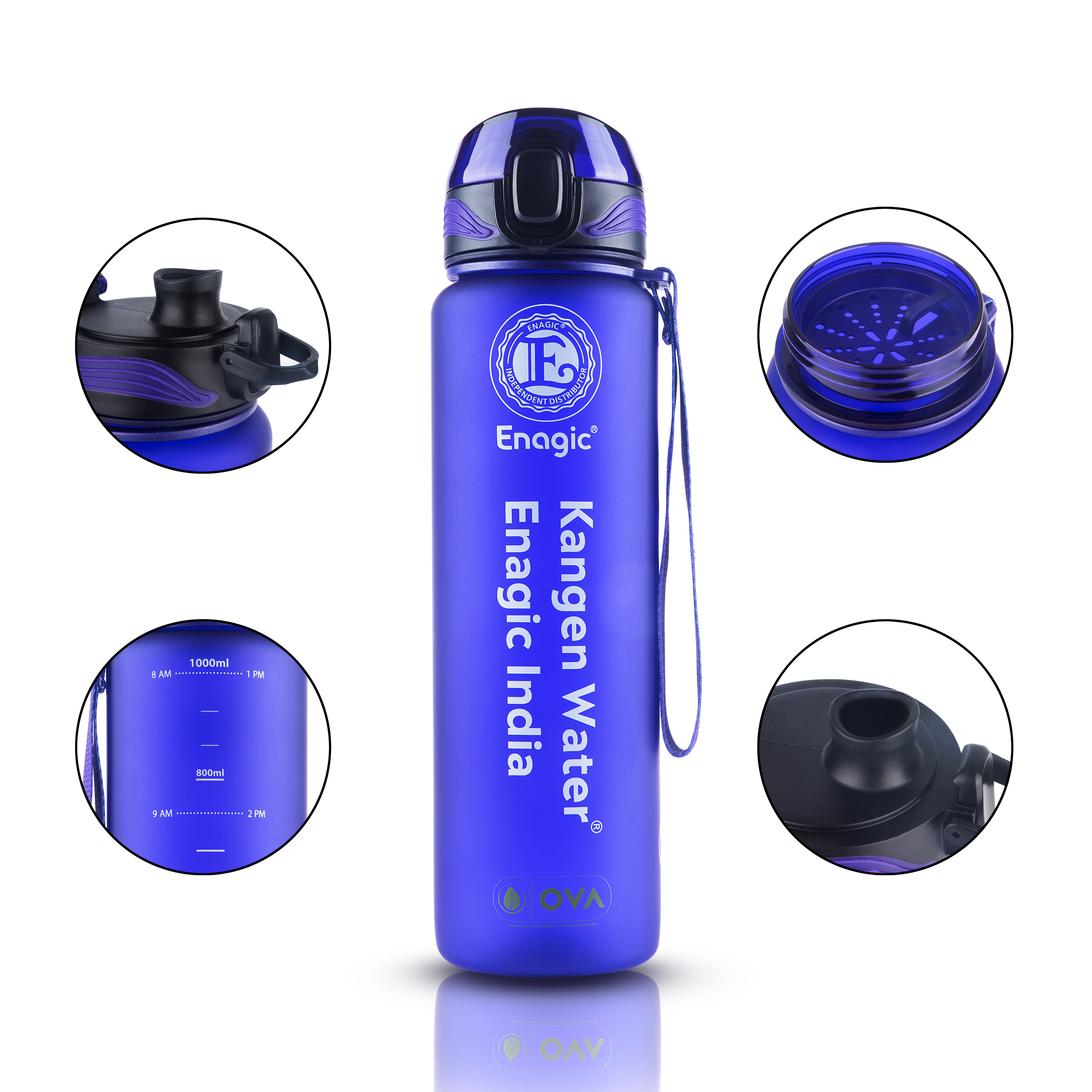 Enagic Kangen 1000ml Tritan Water Bottle – Matte Finish | BPA-Free, Leakproof, Reusable with Cup Style Lid