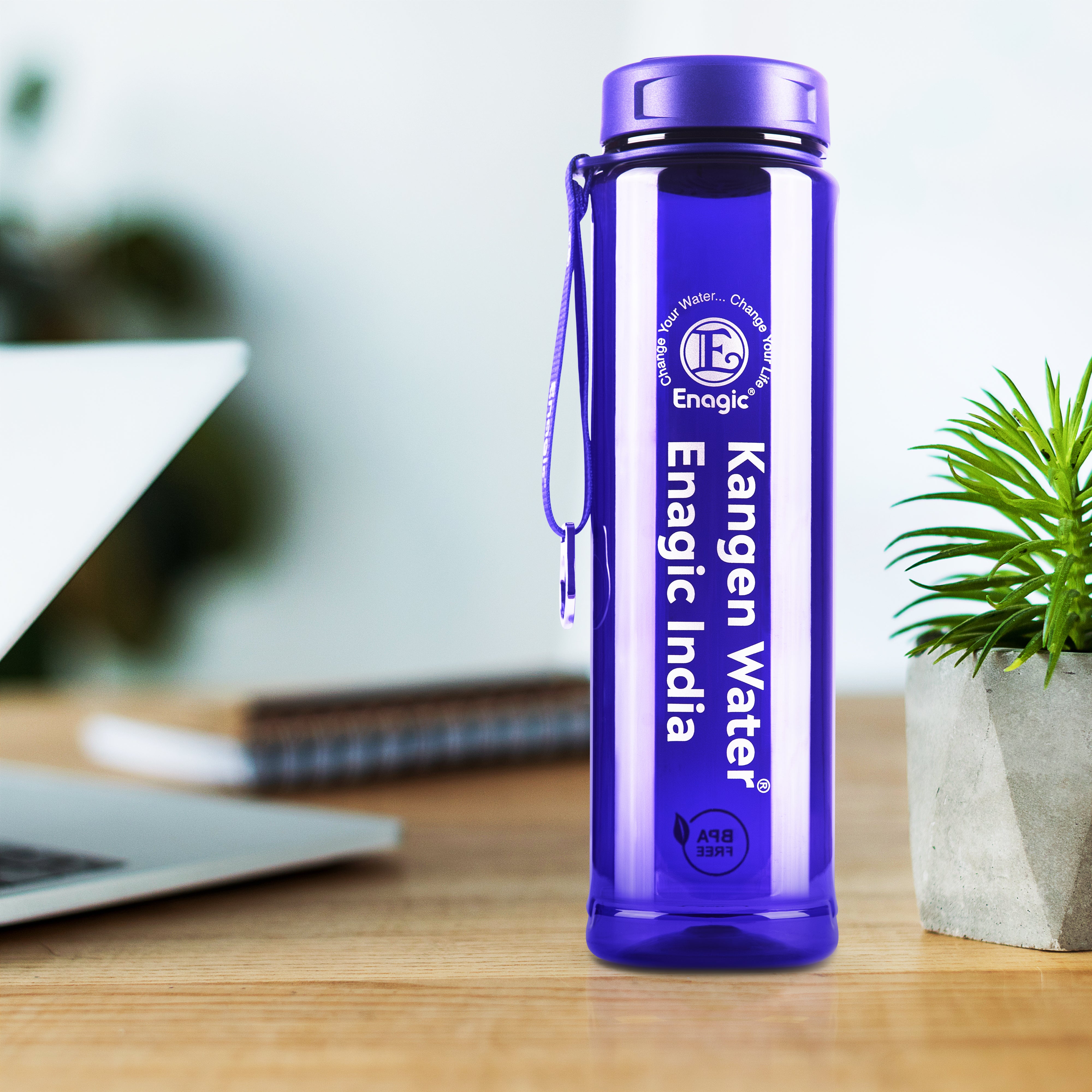 Enagic Kangen 1000ml Tritan Water Bottle – Steel Ring, Strap Holder & Motivational Time Markers | BPA-Free, Leakproof, Reusable“Stay Motivated. Stay Hydrated.”