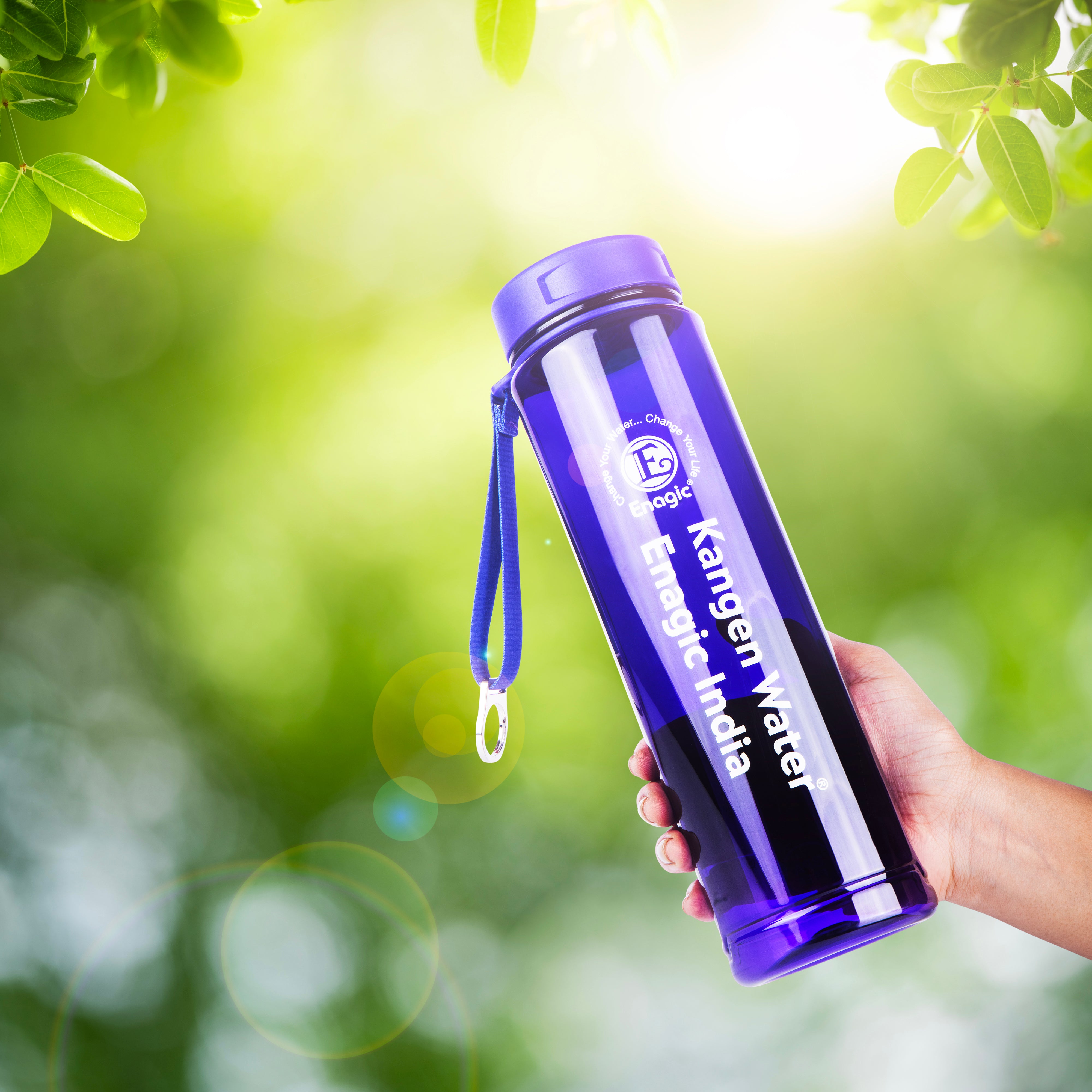 Enagic Kangen 1000ml Tritan Water Bottle – Steel Ring, Strap Holder & Motivational Time Markers | BPA-Free, Leakproof, Reusable“Stay Motivated. Stay Hydrated.”