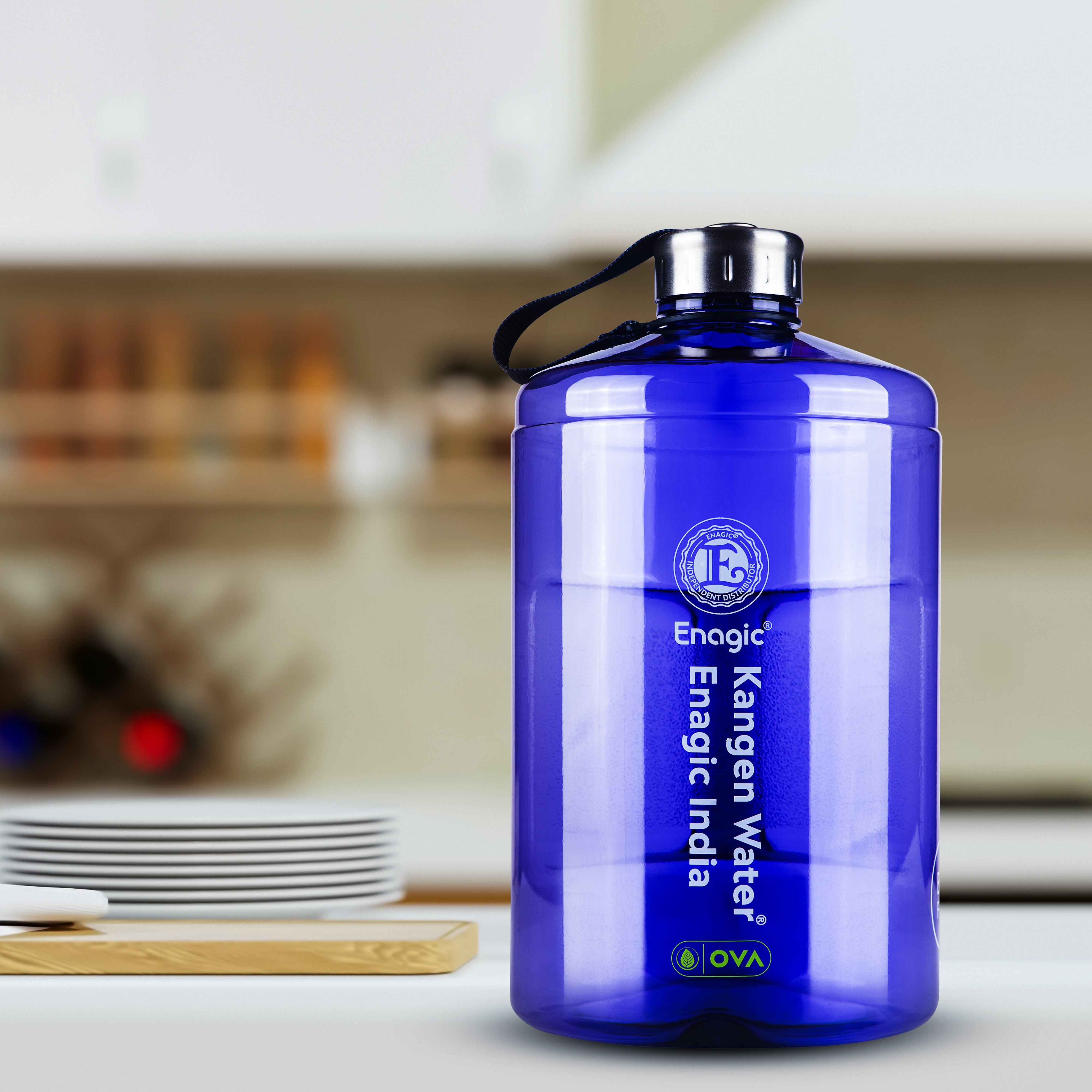 Enagic Kangen 3700ml Tritan Water Bottle – Glossy Finish with Stainless Steel Lid & Handle | BPA-Free, Leakproof, Mega Size & Durable