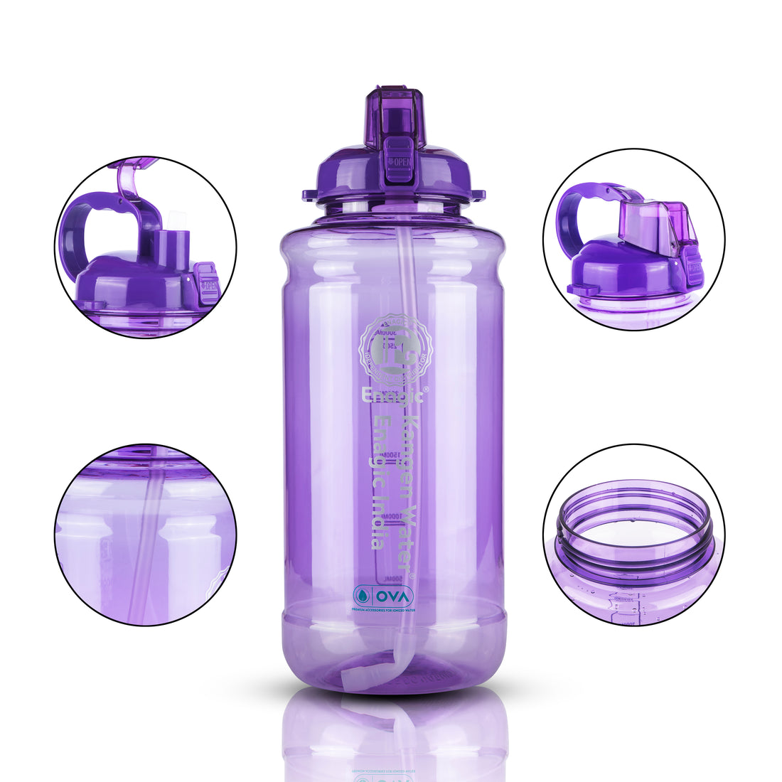 Enagic Kangen 3000ml Tritan Water Bottle – Mega Size with Sipper Pipe & Carry Handle | BPA-Free, Leakproof, Durable & Reusable
