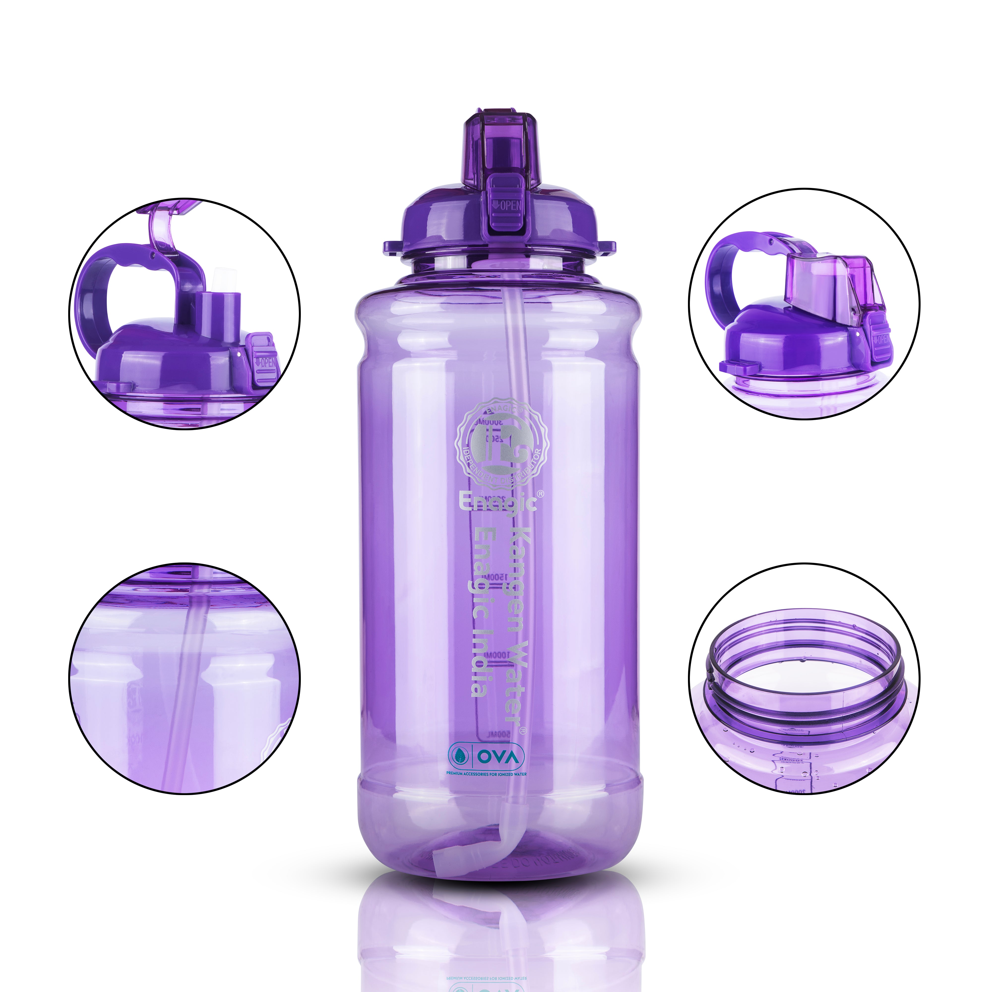 Enagic Kangen 3000ml Tritan Water Bottle – Mega Size with Sipper Pipe & Carry Handle | BPA-Free, Leakproof, Durable & Reusable