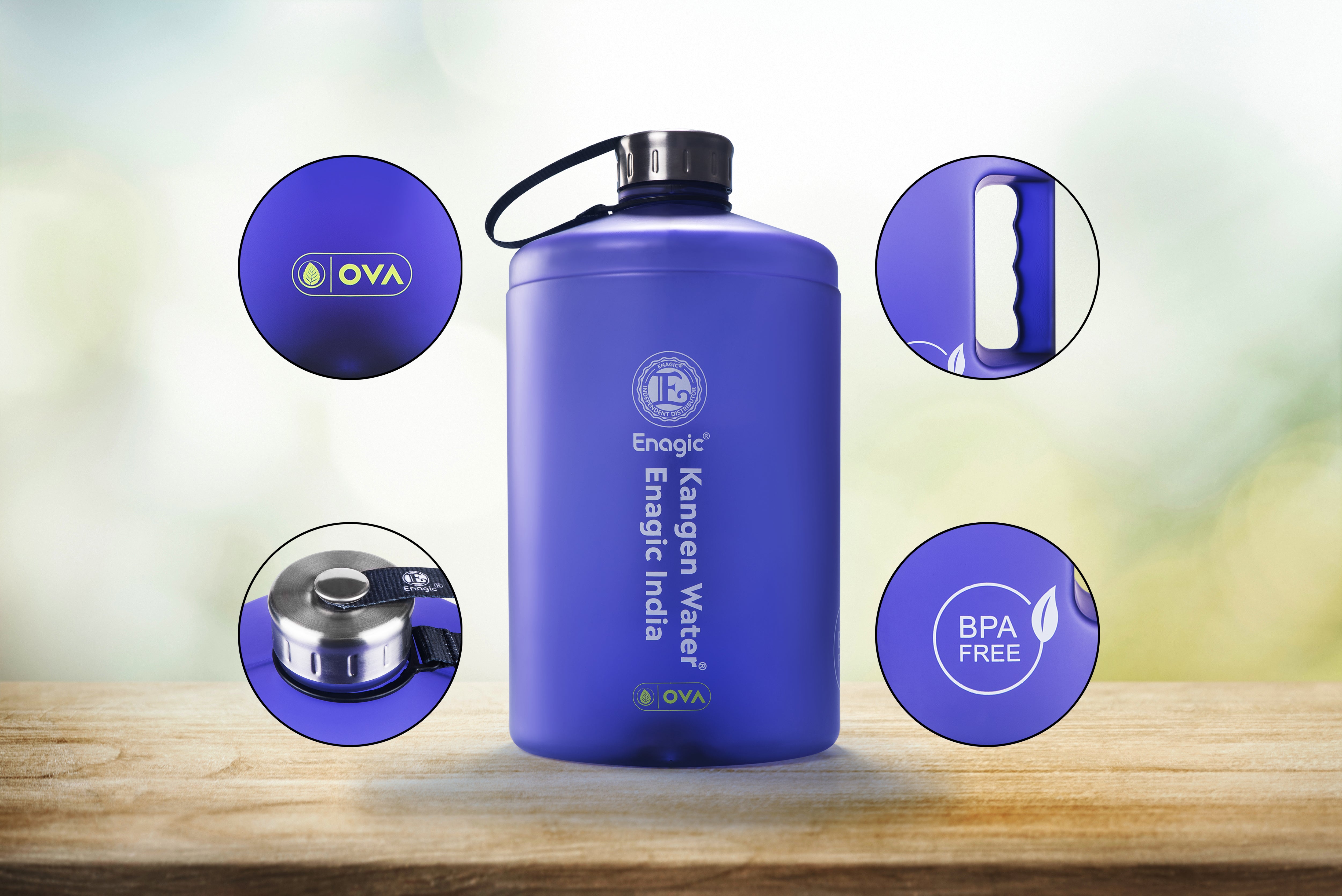 Enagic Kangen 3700ml Tritan Water Bottle – Matte Finish with Stainless Steel Lid & Handle | BPA-Free, Leakproof, Mega Size & Durable